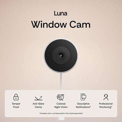 كاميرا نافذة Luna 3MP 2K، كاميرات داخلية 2.4 جيجا هرتز WiFi6 لأمن المنزل في الهواء الطلق، وكاميرات أمان 2K لاسلكية في الهواء الطلق، كاميرا بطارية مع لوحة شمسية، أضواء كاشفة in Kuwait