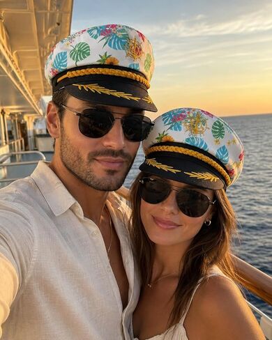 Captain Hat Sailor Hat Navy Yacht Boat Tropical Hawaiian Flower Cap Party Favors Costume Accessories Women Men in Saudi Arabia