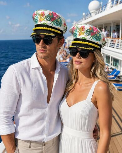 Captain Hat Sailor Hat Navy Yacht Boat Tropical Hawaiian Flower Cap Party Favors Costume Accessories Women Men in Saudi Arabia