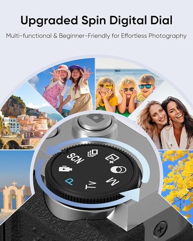 كاميرا رقمية 4K للتصوير الفوتوغرافي، كاميرا تسجيل فيديو واي فاي بدقة 64 ميجابكسل لليوتيوب مع شاشة قلاب 2.8 بوصة 180 درجة، كاميرا فيديو بتكبير بصري 6X UHD بتركيز تلقائي مع بطاقة SD سعة 32 جيجابايت، بطاريتان (أسود) in Kuwait