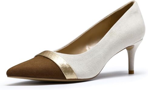 YYNUDA Women's Pointed Toe Kitten Heels Suede Color Block Pumps Office Wedding Party Low Stiletto Heel Dress Shoes 2 Inches in Saudi Arabia