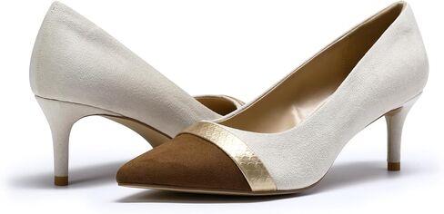 YYNUDA Women's Pointed Toe Kitten Heels Suede Color Block Pumps Office Wedding Party Low Stiletto Heel Dress Shoes 2 Inches in Saudi Arabia