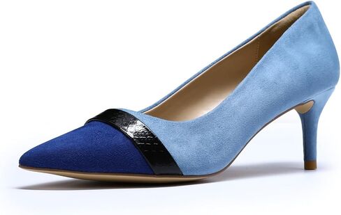 YYNUDA Women's Pointed Toe Kitten Heels Suede Color Block Pumps Office Wedding Party Low Stiletto Heel Dress Shoes 2 Inches in Saudi Arabia
