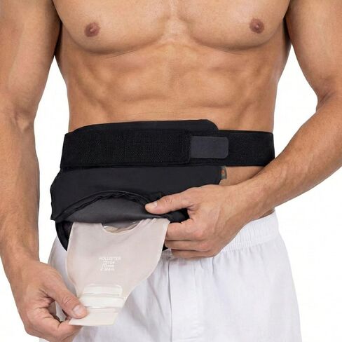 Vive Ostomy Belt for Men & Women - Adjustable Stealth Belt for Colostomy, Ileostomy, Urostomy, Ostomy Supplies - Waterproof & Odorless Abdominal Bag Cover - Stoma Guard (Black) in Saudi Arabia