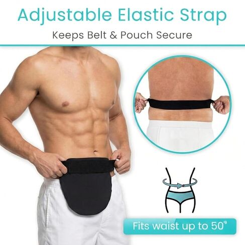 Vive Ostomy Belt for Men & Women - Adjustable Stealth Belt for Colostomy, Ileostomy, Urostomy, Ostomy Supplies - Waterproof & Odorless Abdominal Bag Cover - Stoma Guard (Black) in Saudi Arabia