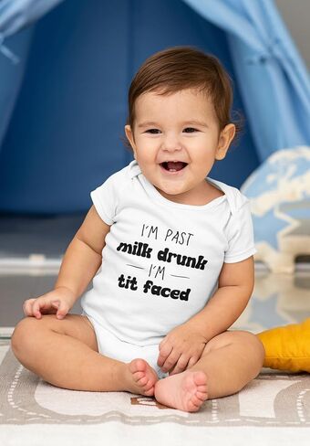 قميص Freedomtees I'm Past Milk Drunk، بدلة مضحكة لحديثي الولادة، قميص طفل بوجه الحلمة، هدية للأم in Kuwait