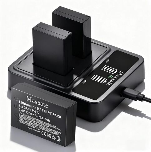 3 عبوات بطاريات LP-E12 وشاحن سريع LED PD20W - طاقة كاملة 2.5 ساعة، بطارية LP E12 لكاميرات Canon EOS M M2 M10 M50 M50 Mark II M100 M200 Rebel SL1، وكاميرات PowerShot SX70 HS in Kuwait