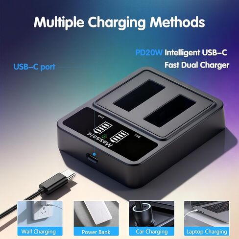 3 عبوات بطاريات LP-E12 وشاحن سريع LED PD20W - طاقة كاملة 2.5 ساعة، بطارية LP E12 لكاميرات Canon EOS M M2 M10 M50 M50 Mark II M100 M200 Rebel SL1، وكاميرات PowerShot SX70 HS in Kuwait