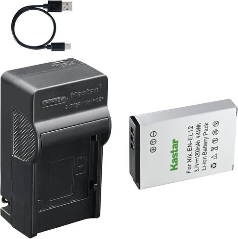 شاحن بطارية Kastar AC وUSB-C، متوافق مع شاحن Nikon EN-EL12 ENEL12 وMH-65 MH-65P لنيكون Coolpix A900 A1000 B600 W300 AW130 P330 P340 S9900 KeyMission 170 360 in Kuwait