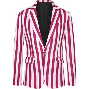 Lars Amadeus Striped Blazers for Men's One Button Business Stripes Patterned Sports Coats