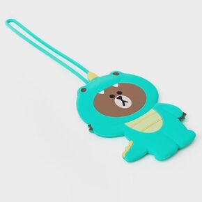 Cute Kawaii Luggage Tag/Travel Accessory/Kids Backpack Suitcase Tag/Name ID Identifier/Travel Women Men Travel in Style with Brown Bear in Dino Costume Luggage Tag