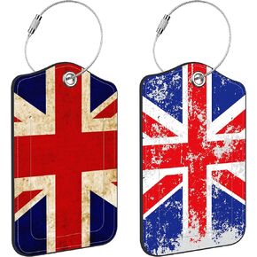 Luggage Tags for Suitcase,2 Pack Bulging Eyes PU Leather Luggage Tags with Stainless Steel Loop Privacy Cover ID Address Labels,Adult Travel Suitcase Tags