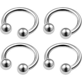 4Pcs Surgical Steel 14g horseshoe earrings Piercing Jewelry Septum Nose Eyebrow Tragus Cartilage 4mm Ball Cone More Choices