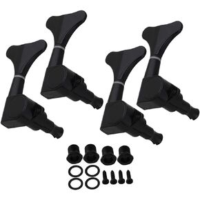 Black Machine Heads Tuning Pegs 4R Bass Tuners Replacement for 4 String Bass