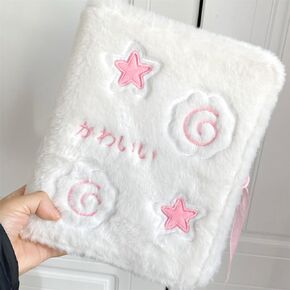Plush Photocard Binder Sleeves Book Cute Star Photocard Holder,A5 Binder 6 Ring Photocard Album with 20 Pcs Inner Pages (160 Pcs Pockets) for 3 Inch Photo Card Collector Binder