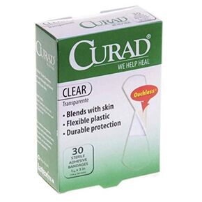Curad CUR44010RBH Bandage, Clear, 3/4" x 3", St, Lf, 30"