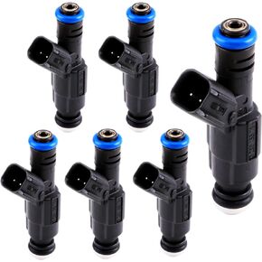 0280155784 Fuel Injectors 6pcs Compatible with Jeep Cherokee/Grand Cherokee/Wrangler Compatible with Dodge Ram 1500/ Ram 2500 Van/Ram 3500 Van Replaces 4854181,4667938,0280155784(4 Holes)