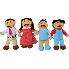 Constructive Playthings Asian Family Full Bodied Puppet Set of 15" H. Mother and Father & 13" Sister and Brother for Ages 19 Months and Up in Saudi Arabia