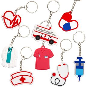 FANCY LAND Nurse Keychain Nurse Week Gift Party Favors Nurse Appreciation Gifts Bulk for Women Medical Key Chains Bulk for Healthcare Coworkers Nursing Students Accessories Party Favors 24Pcs