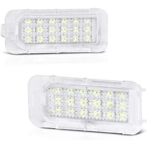VIPMOTOZ Full LED License Plate Light Tag Lamp Assembly Replacement Pair For Ford Explorer Expedition Fiesta Escape Fusion Lincoln MKC - 6000K Diamond White, 2-Piece Set