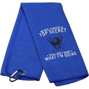 Billiards Billiard Cue Towel 8-Ball Pool Cue Clean Towel Billiard Pool Player Gift Embroidered Billiards Towel My Pool Strategy is Top Secret (My Pool Strategy)
