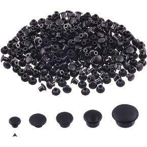 Swpeet 500Pcs 1/5" Black Plastic Plugs Hole Plugs Screw Covers Assortment Kit, Flush Type Hole Plugs Snap in Locking Hole Tube Panel Plugs Fastener Cover Plugs