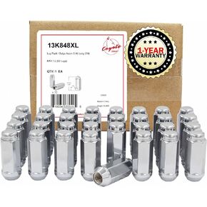 Wheel Accessories Parts 32 Pcs M14x1.5 14x1.5 Thread Bulge Acorn 2.40" Long Lug Nuts Black 22mm 7/8" Hex Fits 1999+ Chevrolet Silverado GMC Sierra 2500 3500 Ford 2005+ F250 F350 2011+ Ram 2500 3500