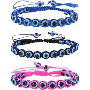 SUMMER LOVE Evil Eye Bead Bracelets Hand-Woven Ojo Turco Lucky Kabbalah Protection Nazar Amulet Bracelet Anklet for Women Men Boys&Girls