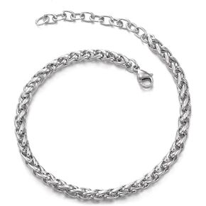 COOLSTEELANDBEYOND Classic Stainless Steel Franco Chain Anklet Bracelet for Women, Adjustable
