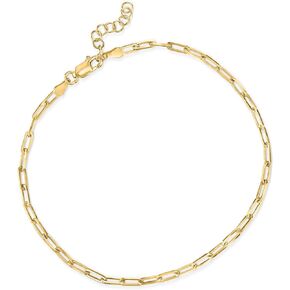 Ross-Simons Italian 18kt Gold Over Sterling Paper Clip Link Anklet. 9 inches