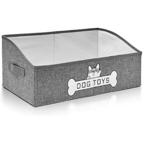 Dog Toy Basket, Specially Designed for Dog Toy Storage, Collapsible Dog Toy Box with Handle，Perfect for Storing Pet Toys and Accessories - Grey