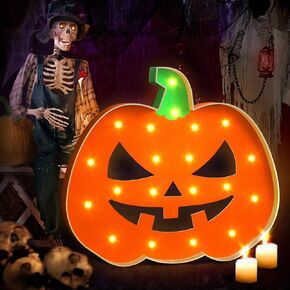 imprsv 2.25 FT Halloween Decorations, White Halloween Lights Up Letters Boo for Halloween Party Decoration, Halloween Lights Backdrop Indoor, Scary Cute Spooky Halloween Decor with Halloween Stickers