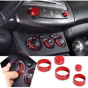 Central Control Adjustment knob Compatible with Mitsubishi Eclipse/Eclipse Spyder 2006-2011 Central Control Instrument Panel air Conditioner Volume knob Ring Accessories (Red)