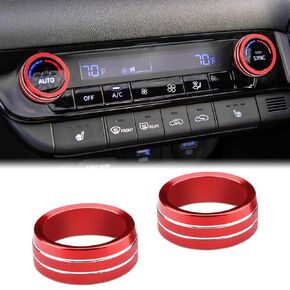auovo AC Knob Cover Compatible with Hyundai Elantra Accessories 2024 2023 2022 2021 Air Conditioning Knob Cover Trims AC Climate Control Knob Rings Aluminum Alloy (2pcs, Red)