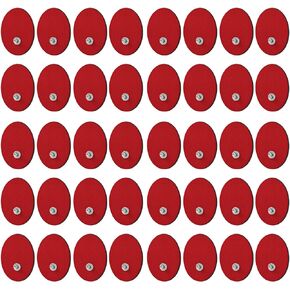 40PCS TENS/EMS Unit Replacement Pads, Upgraded 3rd Gen Large Premium Super Sturdy Snap Electrode Patches with Self-Adhesive Performance for Pain & Muscle Relief Reusable Up to 30 Times (S, Red)