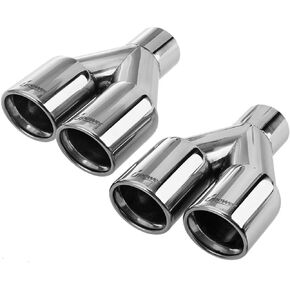 Upower 2PCS Dual Exhaust Tips 2.25" Inlet 3" Outlet Universal Car Truck 304 Stainless Steel Staggered Exhaust Tailpipe Tips 2.25 to 3 inch Weld On Tail Pipe