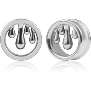 2PCS 316L Stainless Steel Water Drop Ear Gauges Tunnels Expander Piercing Women Body Jewelry Flower Plugs Stretcher