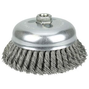 Weiler 12926 6" Double Row Knot Wire Cup Brush, .035" Steel Fill, 5/8"-11 UNC Nut, Made in the USA