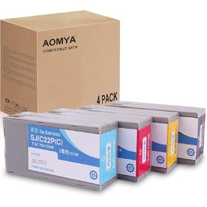 Aomya for Epn SJIC22P Compatible Cartridge with Pigment Ink for Epn TM C3500 Inkjet Printer 28ML/PC