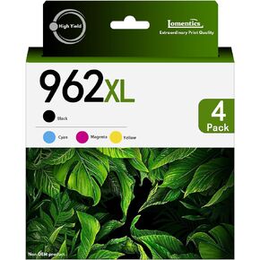962XL Ink Cartridges Combo Pack (4-Pack, Black/Cyan/Magenta/Yellow) - Lmntic Compatible 962XL 962 Ink Cartridges Replacement for HP OfficeJet 9010 9014 9015 9016 9018 9019 9020 9022 9025 9026 Printer