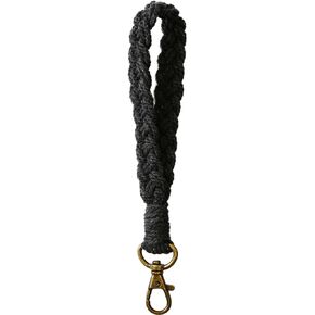 TENOC Phone Lanyard, Universal Cell Phone Wrist Strap with Phone Tether Tabs, Boho Macrame Wristlet Bracelet Keychain, Black
