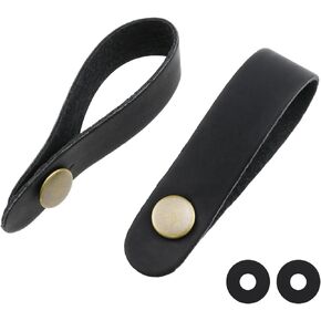 Haidong Guitar Headstock Adapter Straps Leather Guitar Strap Buttons Guitar Neck Strap Ties Guitar Accessories (Black) -2PCS