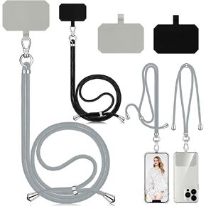 2 Pcs Universal Cell Phone Lanyard, Crossbody Patch Phone Lanyard with Adjustable Nylon Neck Strap with Every Mobile Phone (Burgundy + Black)…