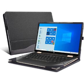 Laptop Cover for Spectre x360 2-in-1 Convertible 14-ea0001ne 14t-ea 14-ef Spectre x360 Luxury 14T Cover 13-bf 13t-bf 2022 PU Leather Inner Pocket Cover (Dark Gray)