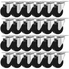 Y&Y Decor 24 Pack 2" Swivel Caster Wheels Black Rubber Base with Top Plate and Bearing Heavy Duty
