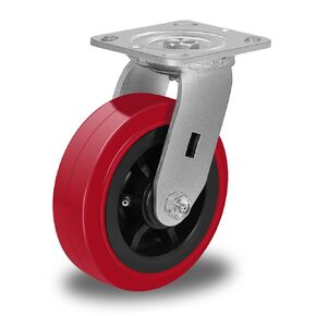 6"X2" Heavy Duty Casters, Polyurethane Caster Wheel on Industrial Polyolefin Center Core,Load Capacity 900lbs, Non-Marking Caster Wheels for Hospitals, Schools, Laboratories(1 Brake)
