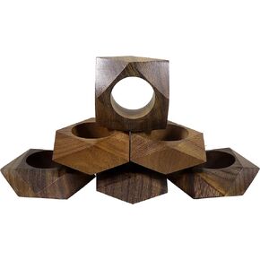 Wooden Napkin Rings Set of 12 for Wedding Party Decoration | Wood Napkin Holder Pack of Twelve for Dinner Table Decoration