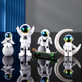 Astronaut Decor, New Astronaut Ornaments with skateboards, Cake Topper Spaceman Statues for Home Desktop Decor Space Theme Party Decorations-Gradient color