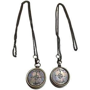 THOR INSTRUMENTS Your Tommy Your Tubbo Compass Necklace Pair - Love Pendent Compass - Your Tubbo Antique Brass Compass Locket Mine Craft