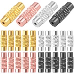 100pcs 4 Colors Brass Screw Twist Clasps Barrel Tube Fastener Cord End Caps Jewelry Clasps for DIY Bracelet Necklace Crafts Jewelry Making Decorative Accessories, 12 mm x 4.2 mm